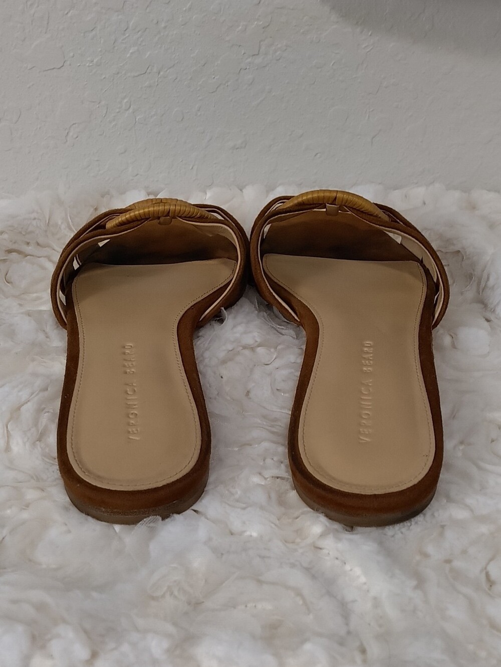 Veronica Beard Women's Brown Suede Slide Sandal with Decorative Ring - Picture 7 of 12